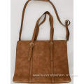 Fashion Brown Boston Style Faux Leather Handbag